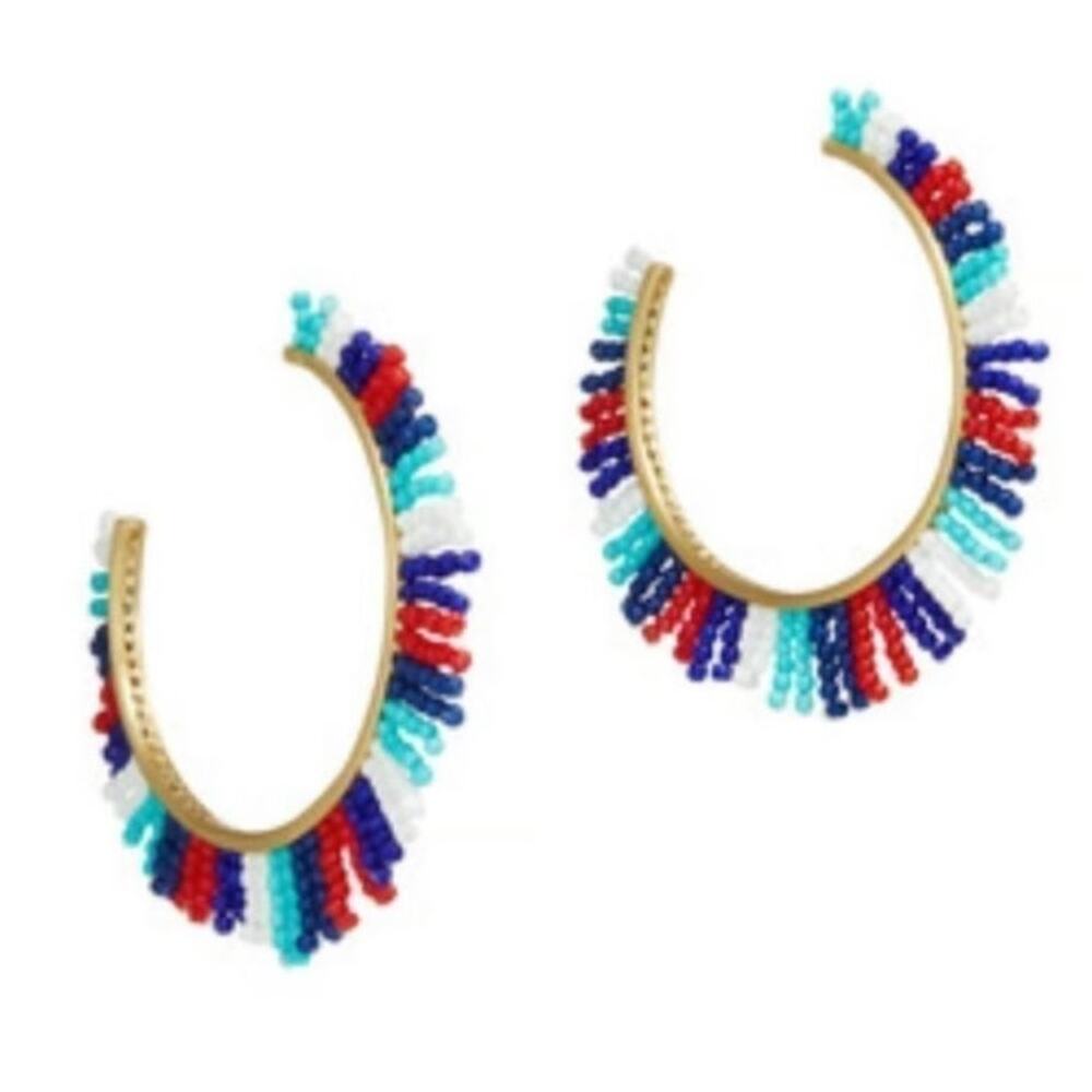 NWT Rebecca Minkoff Beaded Hoop Earrings Multicolor Women's Size OS - Picture 5 of 5